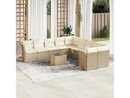 11-piece garden furniture set with beige resin wicker cushions EQIV21370