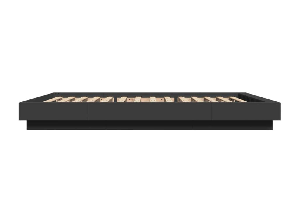 Bed frame with LED high-decoration, black, 135x190 cm, engineered wood, MWYQ27400