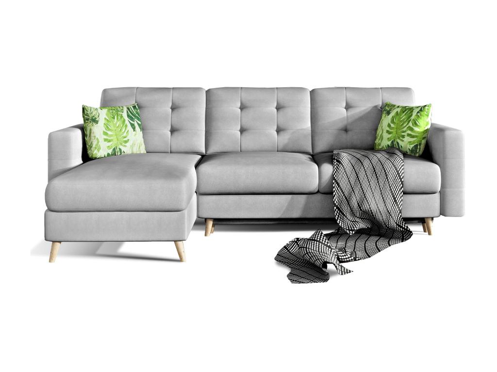 Canapé d'angle réversible et convertible tissu doux gris clair Domopure 250cm UGCH42479