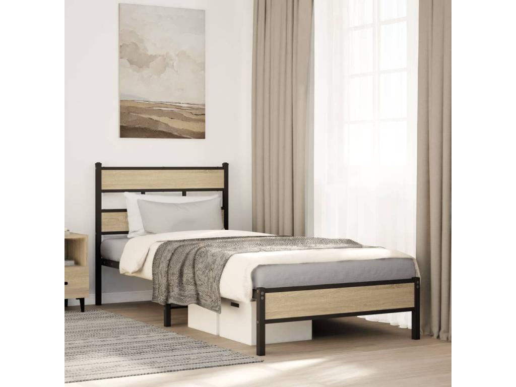 Cadre de lit sans matelas chêne Domopure 90x190 cm VTTL15532