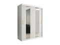 Domopure 242 White Marble Wardrobe - Matte White 200x150x62cm Sliding Wardrobe Doors ZYQU42511