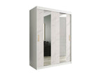 Domopure 242 White Marble Wardrobe - Matte White 200x150x62cm Sliding Wardrobe Doors ZYQU42511