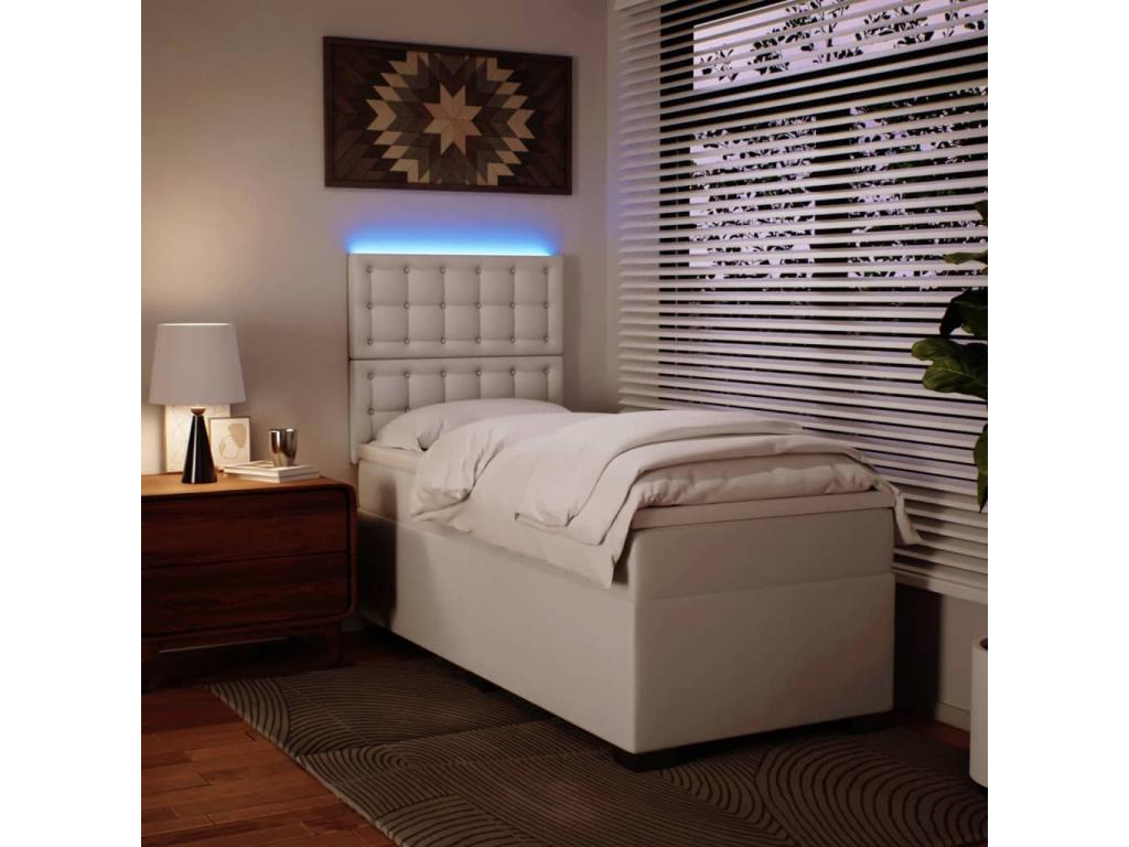 Domopure bed base with mattress, white, 80x200 cm, faux leather, JTJL18059