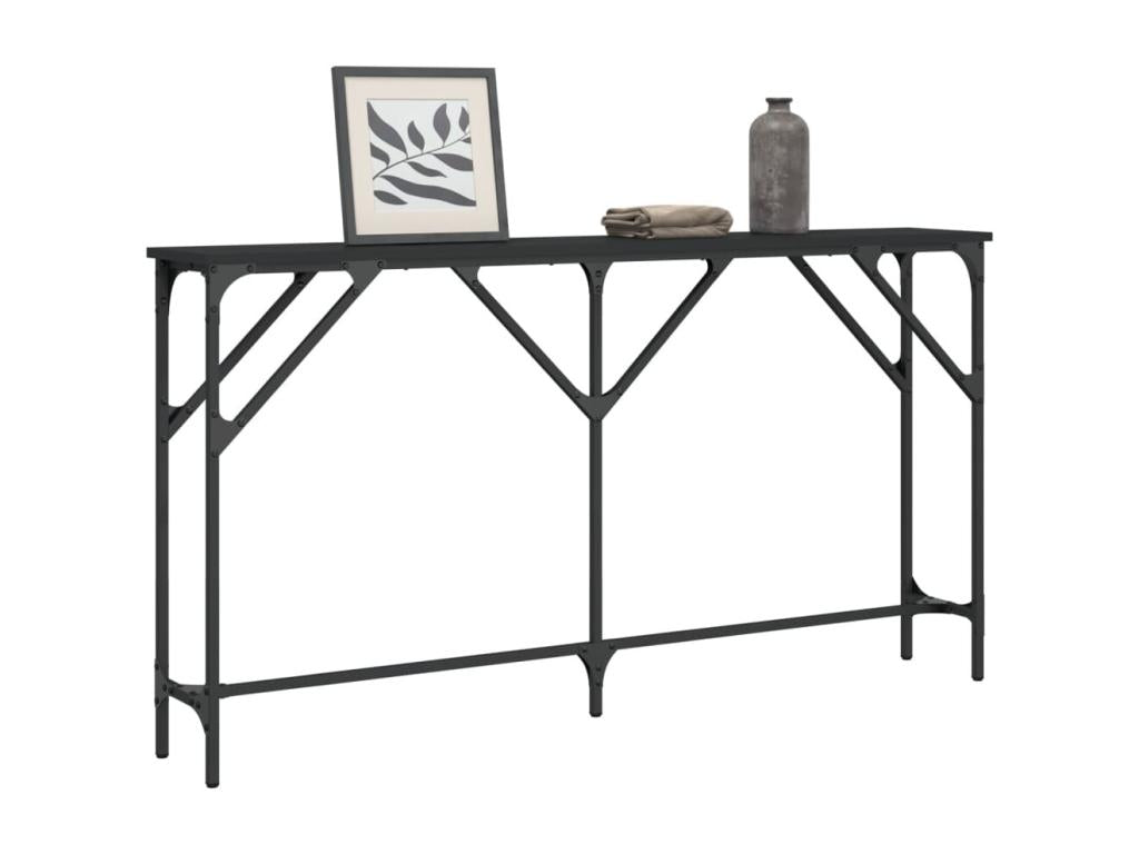 Black console table 140x23x75 engineered wood GLOA54646