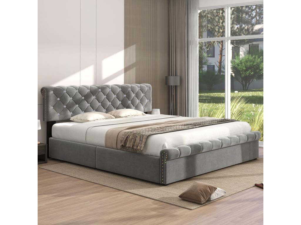 Storage bed for teenagers - grey 180x200 with slatted base and headboard by Chicyla - Chicyla CBIY95923