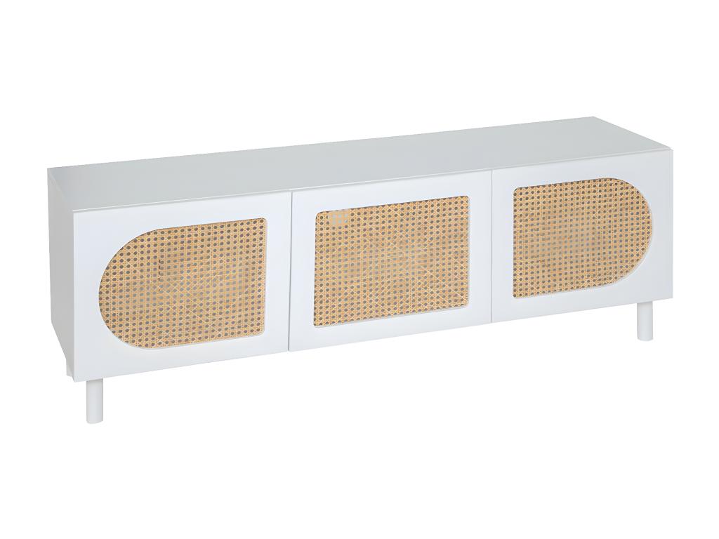 Meuble TV avec 3 portes de rangement en bois coloris blanc MABL99933