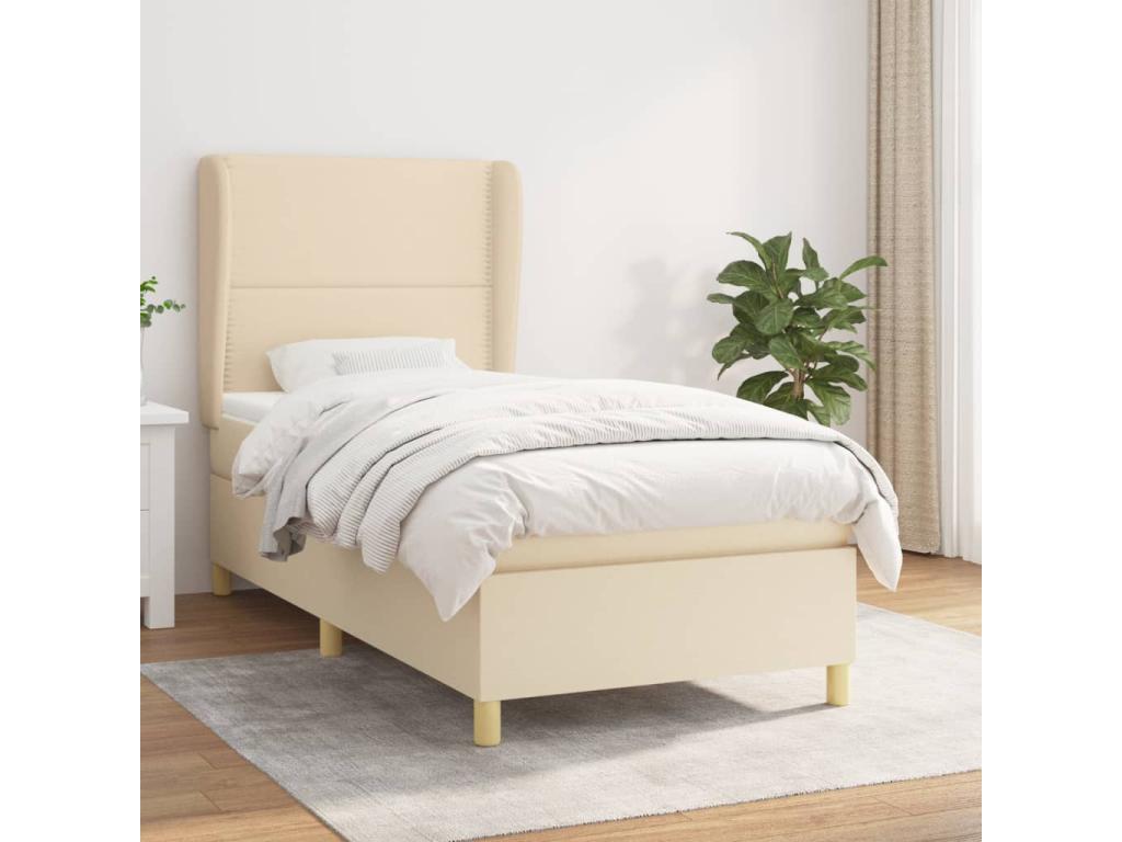 Lit à sommier tapissier avec matelas Crème 100x200 cm Tissu JSYQ23331
