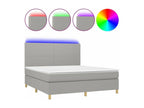 Domopure bed base and mattress with LED, light grey, 160x200 cm, VIML43001