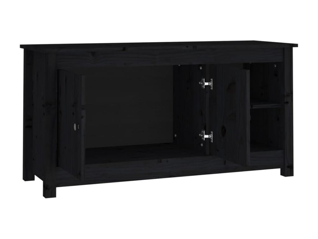 Meuble TV Noir 103x36.5x52 cm Bois de pin massif OZDO17536