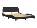 Bed frame with headboard, black, 140x200 cm, velvet, NBVA40303