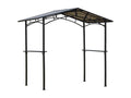 Garden pavilion - barbecue shelter - steakhouse with 2 shelves - barbecue roof - dimensions: 2.46L x 1.49W x 2.30H m - aluminum - black metal with polycarbonate roof QLHF66816