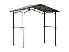 Garden pavilion - barbecue shelter - steakhouse with 2 shelves - barbecue roof - dimensions: 2.46L x 1.49W x 2.30H m - aluminum - black metal with polycarbonate roof QLHF66816