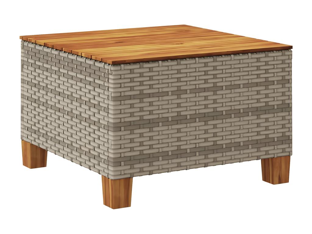 Domopure Premium - Grey garden table 55x55x36 cm woven resin and wood Domopure QGOJ44616