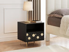 Table de chevet 1 tiroir et 1 niche - Bois de manguier et métal - Noir et doré - Decohaute HYPX58263
