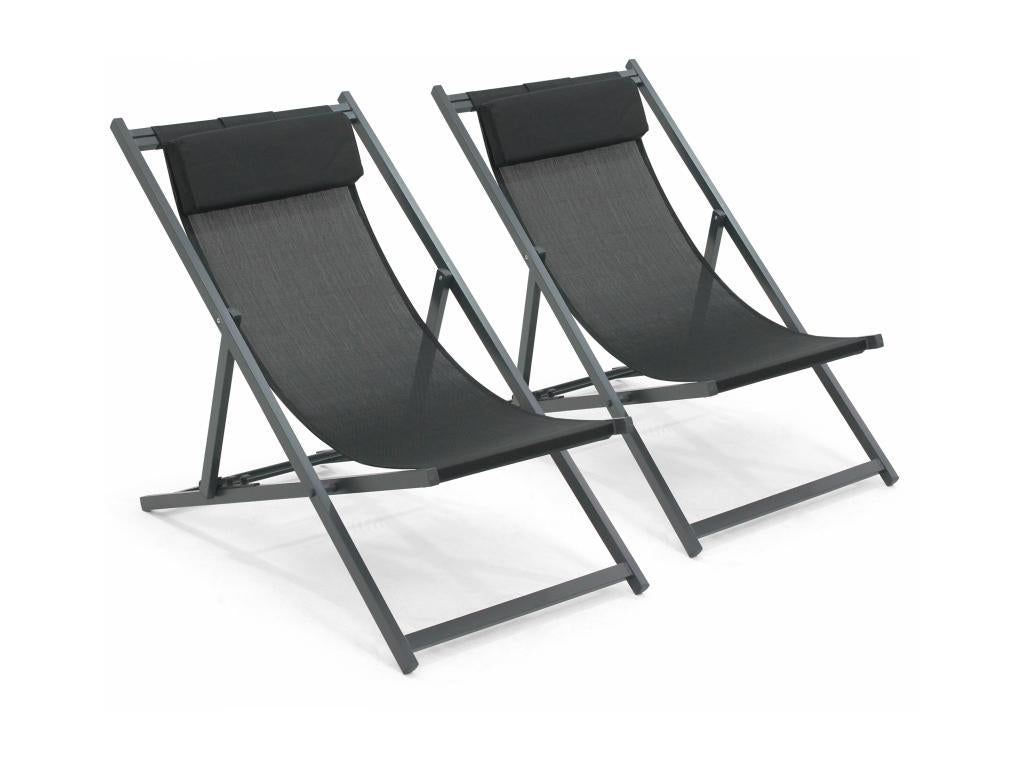 Lot de 2 transats en aluminium noir NXXX02601