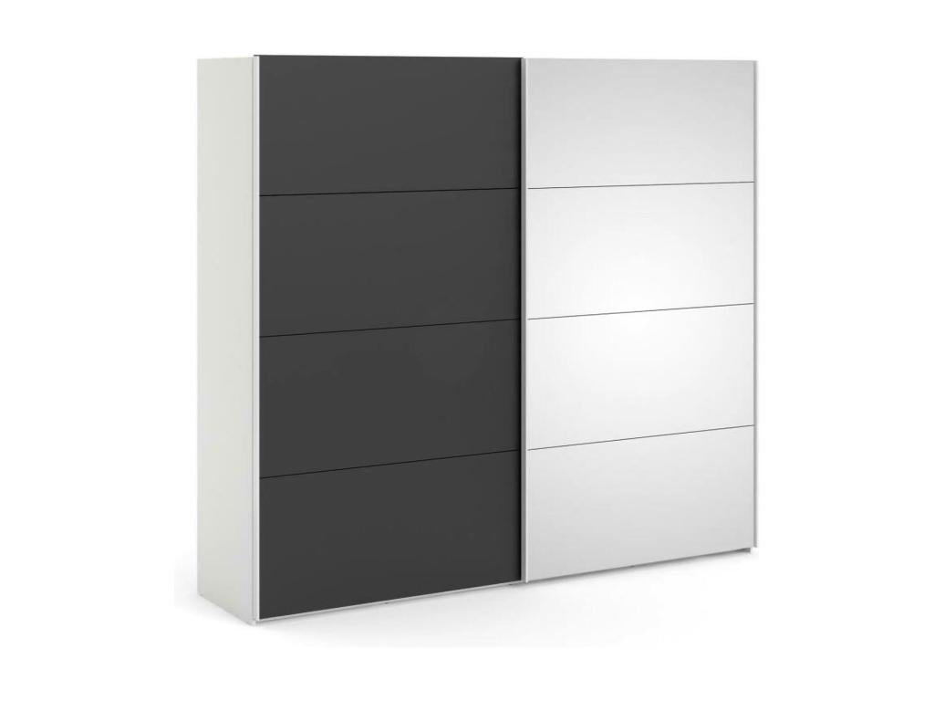 Domopure 2-Door Wardrobe, Bedroom Furniture, Walk-in Closet, Clothes Storage, 243x61x220 cm, White and Black, YRMU54874