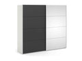 Domopure 2-Door Wardrobe, Bedroom Furniture, Walk-in Closet, Clothes Storage, 243x61x220 cm, White and Black, YRMU54874