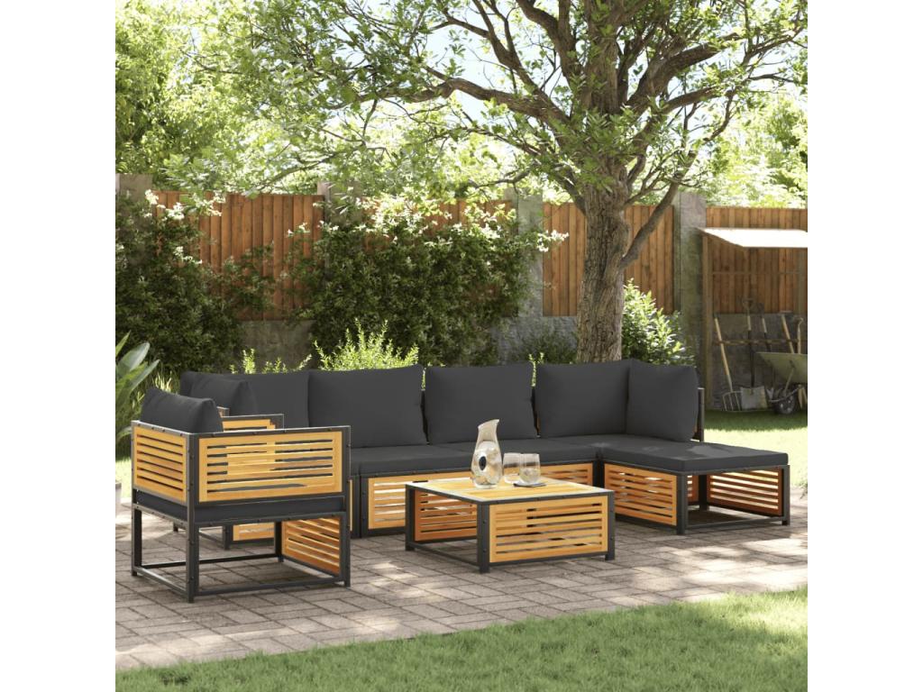 Decohaute RRWO96004 7-piece solid wood garden furniture set with cushions