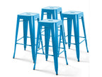 Set of 4 glossy blue steel bar stools AGHE00401