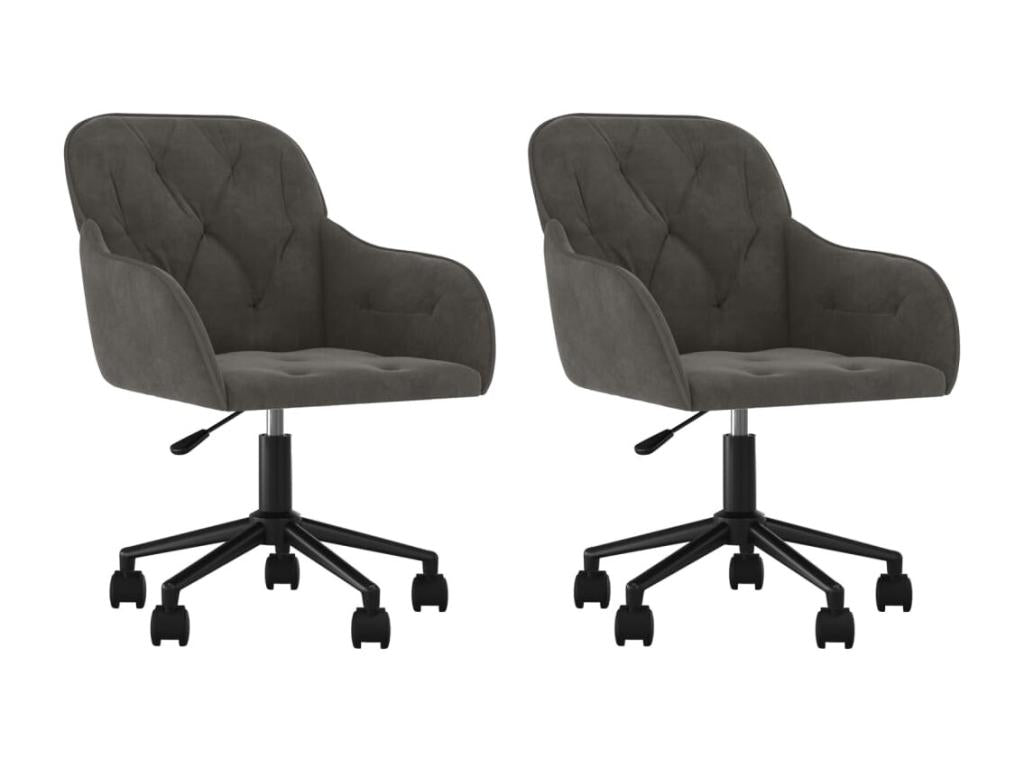 Swivel dining chairs, set of 2, dark grey velvet, BERZ16704