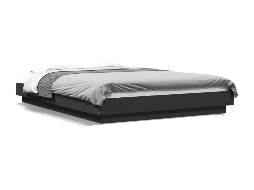 Cadre de lit avec Decohauteères LED noir 135x190 cm bois ingénierie MWYQ27400