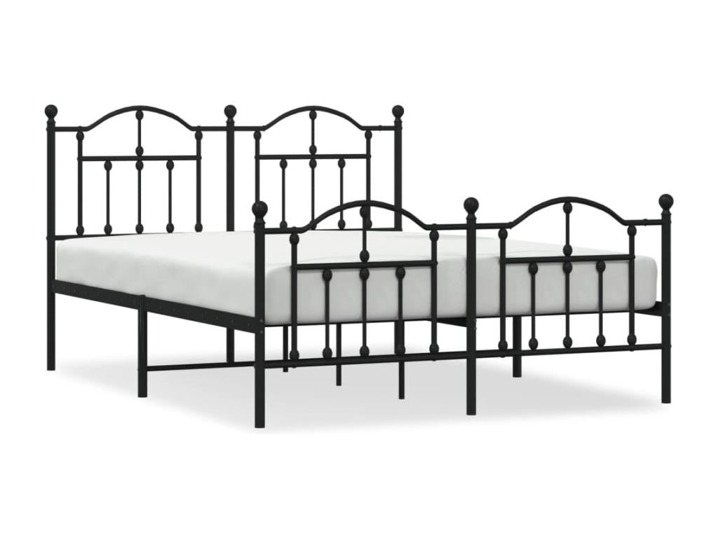 Metal bed frame with headboard and footboard, black, 140x190 cm, WTKL60294