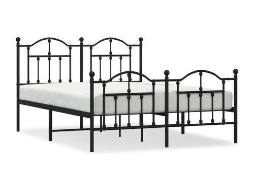 Metal bed frame with headboard and footboard, black, 140x190 cm, WTKL60294