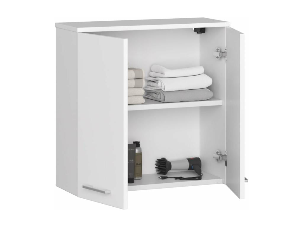 armoire salle de bains blanche 60x22x60 cm 2 portes SGNX48049