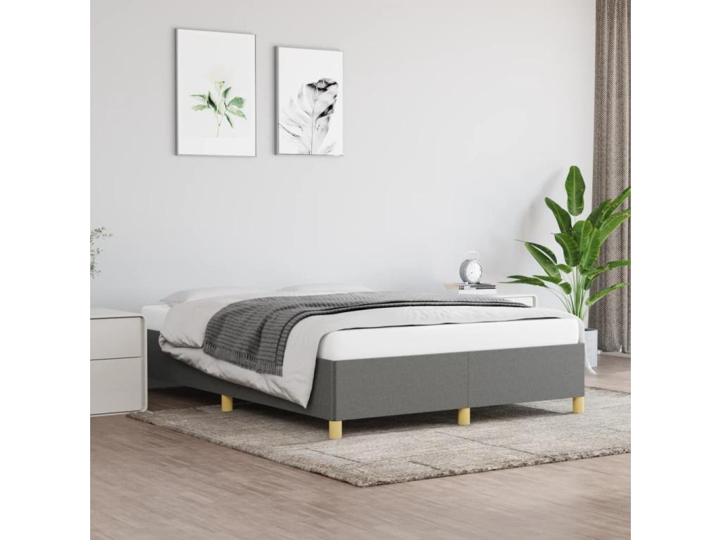 Bed frame Dark gray 140x190 cm Fabric LENT74116