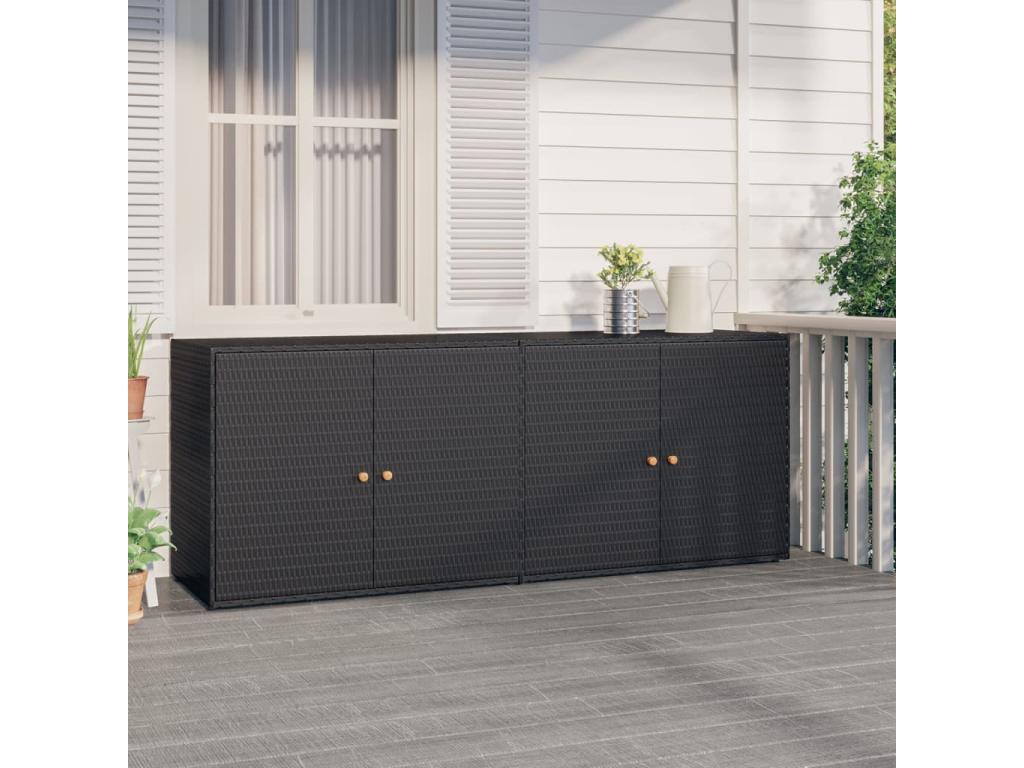 Armoire de rangement jardin Noir 198x55.5x80 Résine tressée HWCT57549