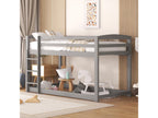 Bunk bed for children and teenagers, solid wood frame, easy assembly, 90x200cm, grey QLRF75613