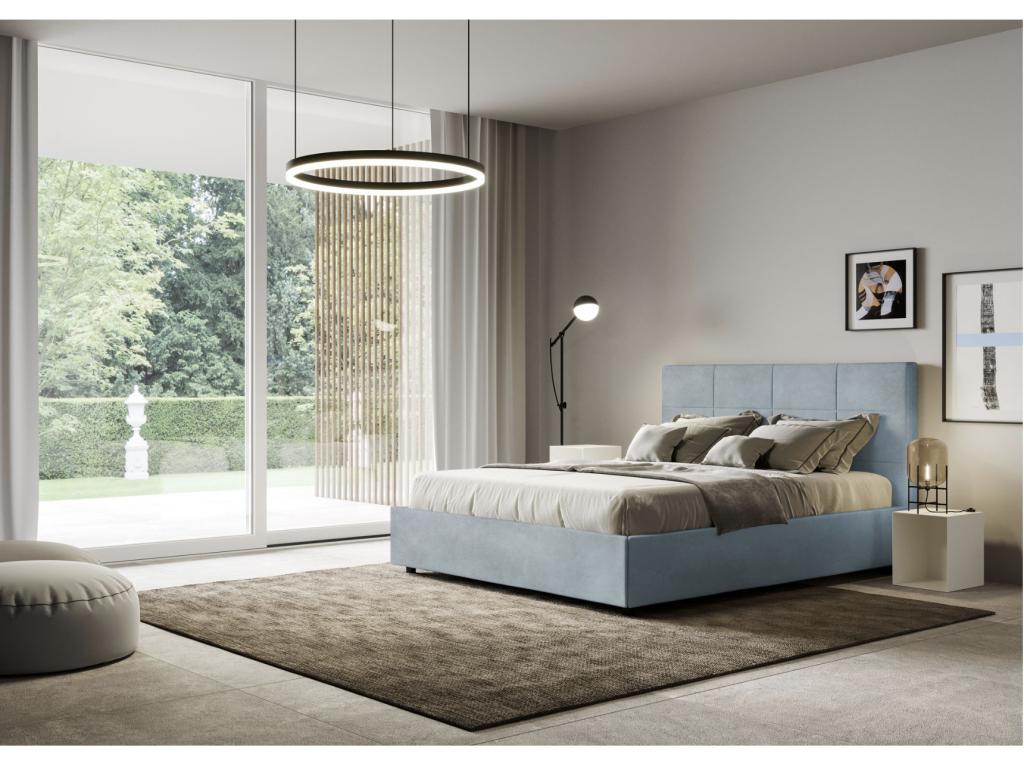 Domopure microfiber upholstered bed - Light blue - 140x200 VVNA78291