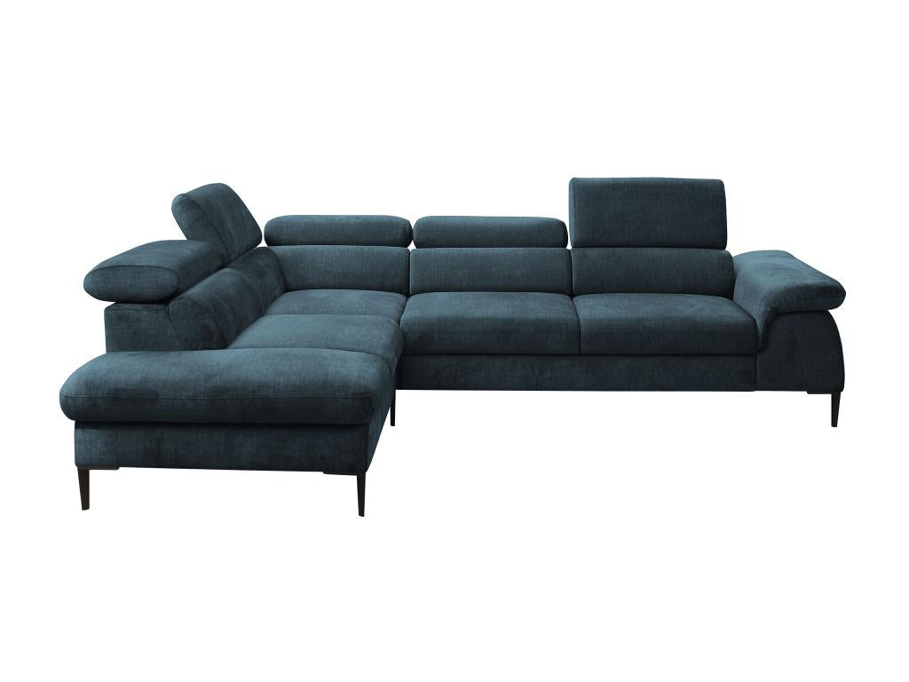 Grand canapé d'angle gauche convertible en velours bleu nuit SEPINA de Domopure BTCH76736