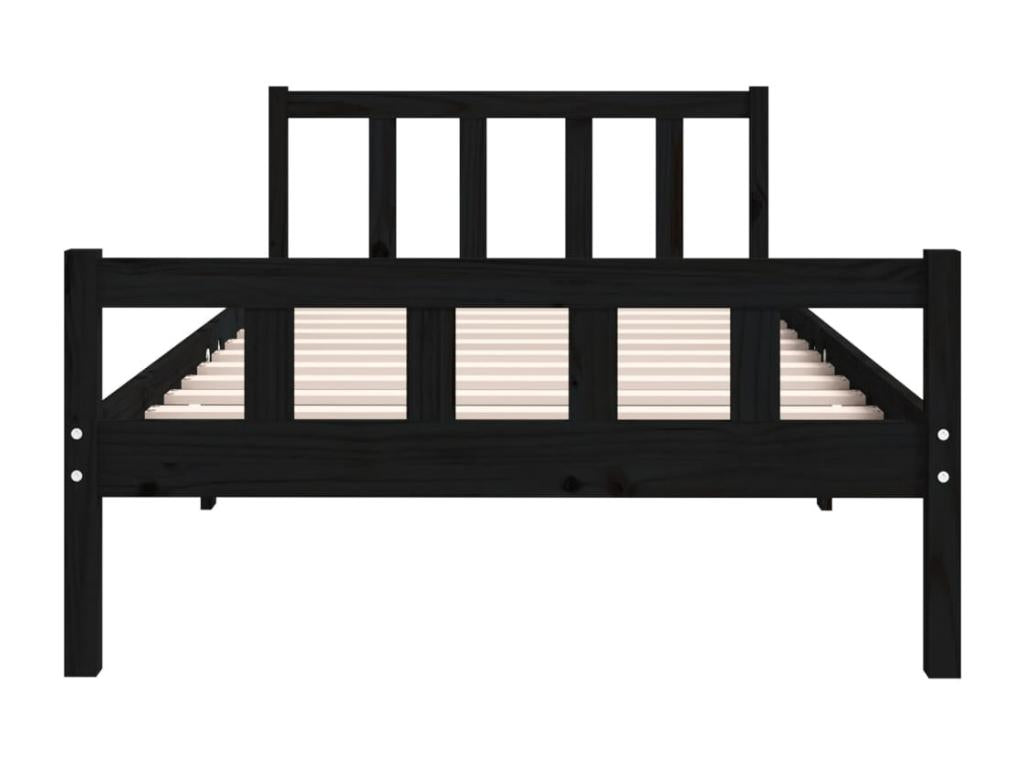 Cadre de lit sans matelas noir bois massif 100x200 cm KTVY86328