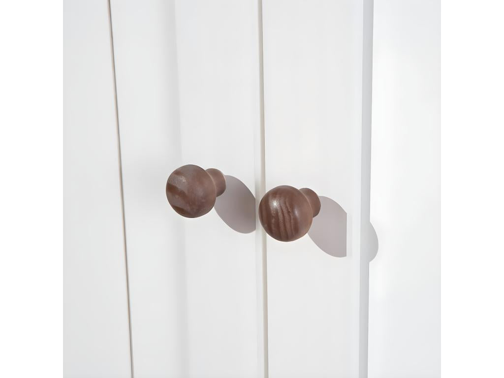 Domopure - Buffet 2 Portes 2 Tiroirs Bois Massif Vernis Sepia et Blanc TVJH92915