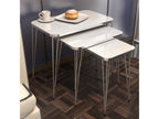 Set de 3 tables d'appoint Rudk Domopure rectangulaires gigognes blanc argent Domopure FKHE14071