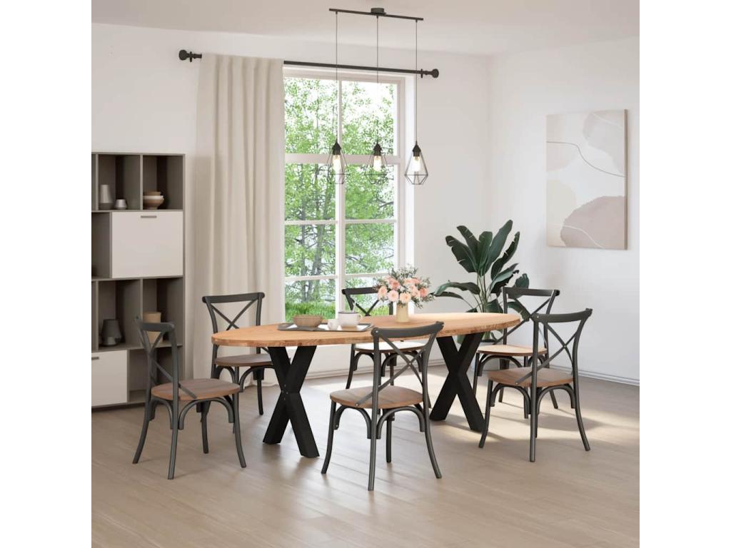 Light brown oval solid oak dining table FPII72804