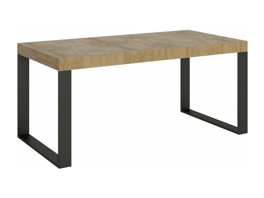 Domopure Extendable Dining Table - Brown - 4-Leg Base - 2 Thick Extension Leaves - Extends from 160 to 264cm UQZR60018