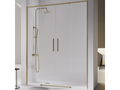 Domopure brushed gold shower enclosure with 2 fixed glass panels and 2 sliding doors, 150-152.6 cm WCAW54287
