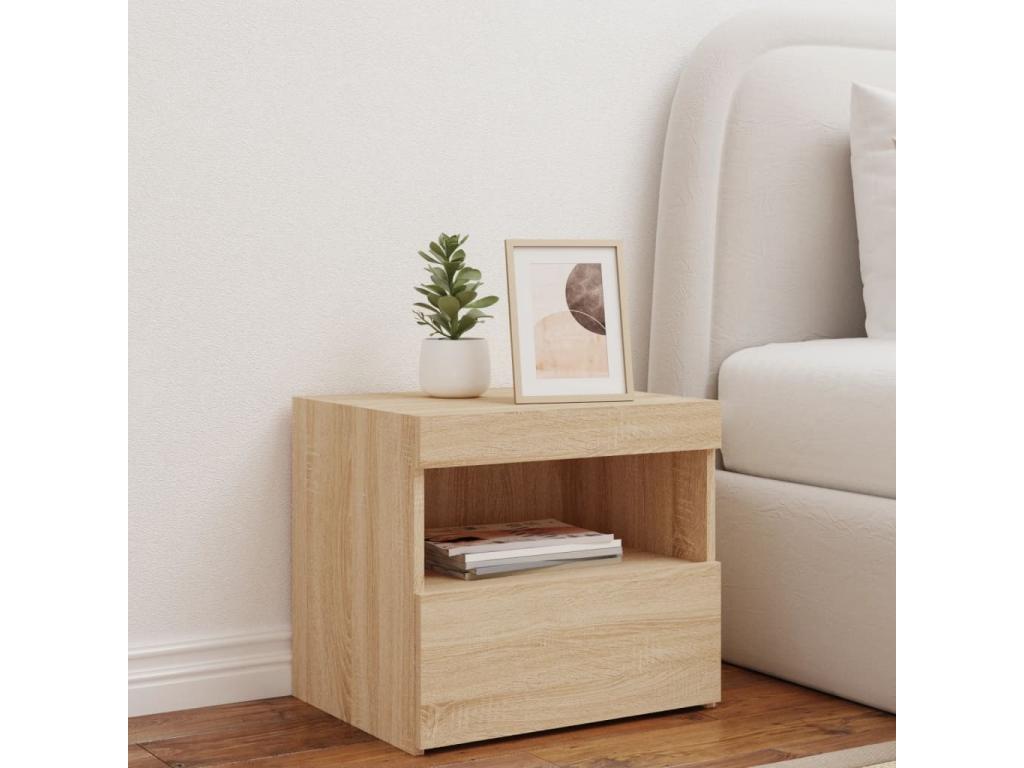 Table de chevet avec Decohauteères LED chêne Decohaute 50x40x45 cm OQBS50539