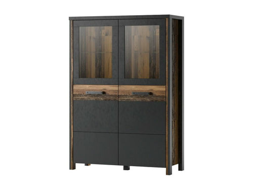 Domopure collection high sideboard - Anthracite grey and dark oak finish. QZPE34077