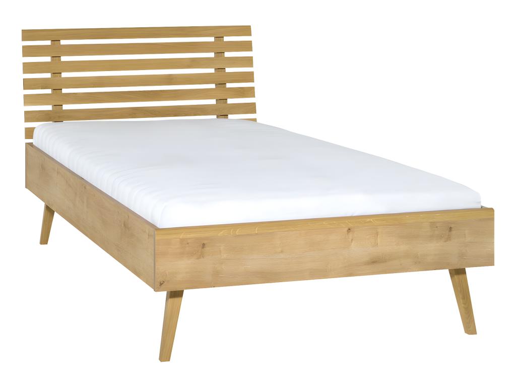 90x200cm Bed with Openwork Headboard, Natural Wood Finish ZXYM68999