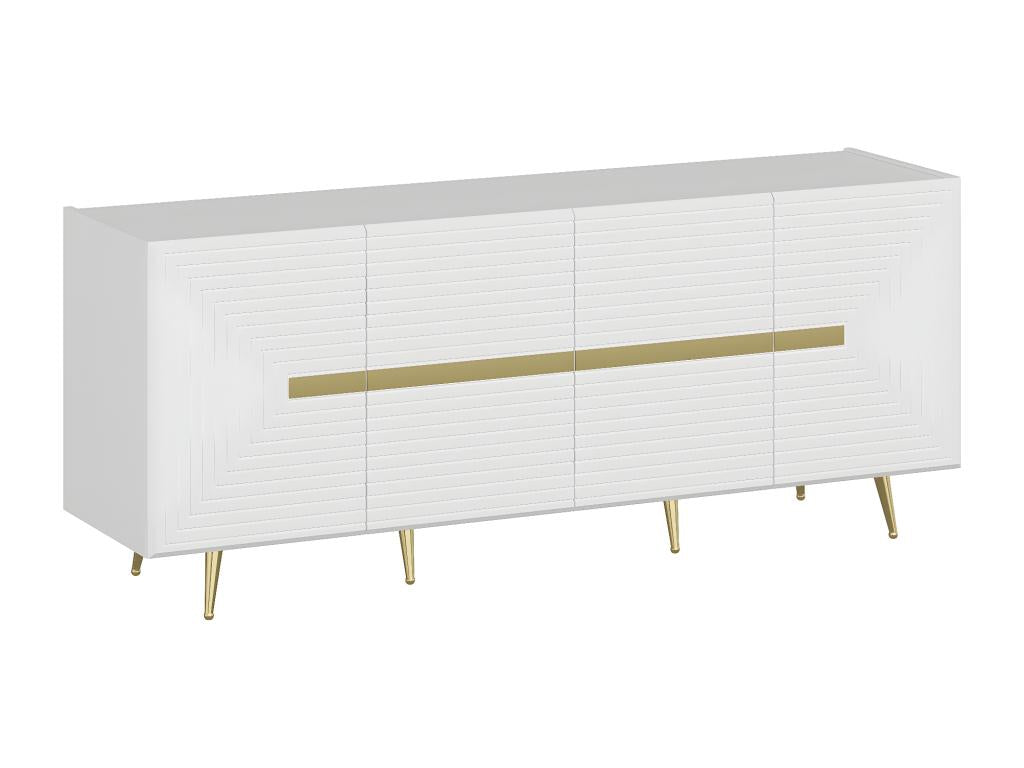 Buffet avec 4 portes en MDF - Blanc et doré - Domopure MORABITO AROQ09930