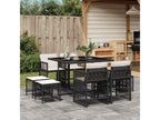 9-piece garden dining set with cushions, black resin wicker NYUI90989