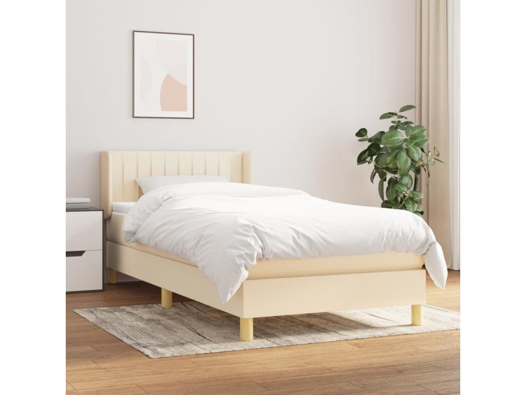Lit à sommier tapissier avec matelas Crème 100x200 cm Tissu SARH39929