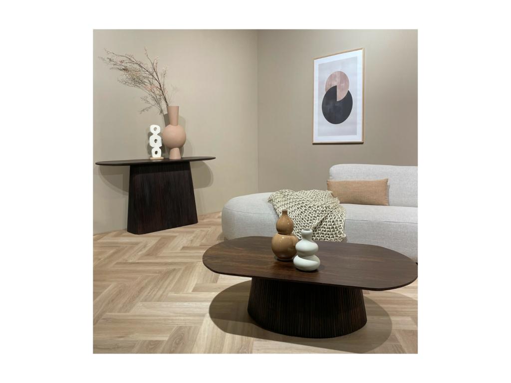 Domopure Oval Coffee Table 120x70 cm in Solid Mango Wood with Walnut Stain KJEL17945