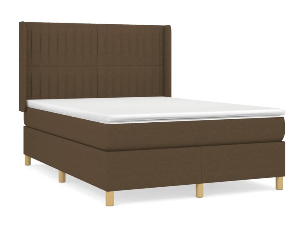Upholstered bed base with mattress, dark brown, 140x200 cm, ZHTL92198