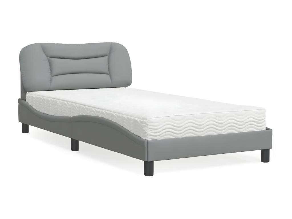 Bed with light grey mattress 100x200 cm fabric CQSG35242