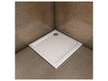 Receveur de douche blanc 100x100x3cm carré extra-plat Domopure coat bac à douche anti-dérapant avec bonde de receveur et siphon 90cm SYQR32698