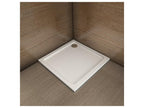 Receveur de douche blanc 100x100x3cm carré extra-plat Domopure coat bac à douche anti-dérapant avec bonde de receveur et siphon 90cm SYQR32698